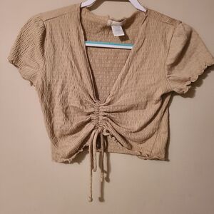 Altar'd State Tan Ruched Crop Top
